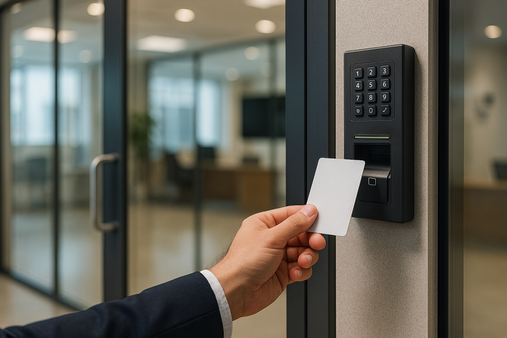 Smart access control keypad installed by VezaTech in Miami property